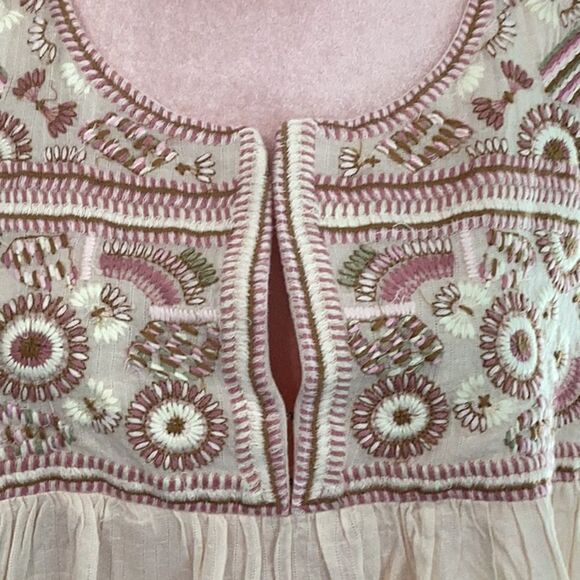 LUCKY BRAND NWT EMBROIDERED SHORT SLEEVE PEASANT TOP BLOUSE MEDIUM - Picture 6 of 9